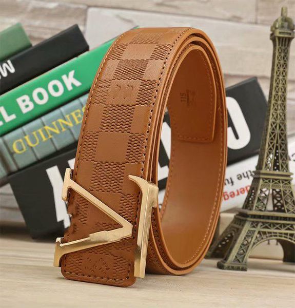 

vv2021 fashion big buckle genuine leather belt with box designer men women mens belts, Black;brown