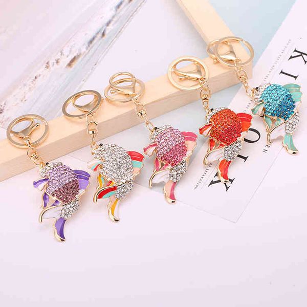 

chinese style key chain is more than every year. inlaid with rhinestone alloy , lovely cartoon fish zhaocai car