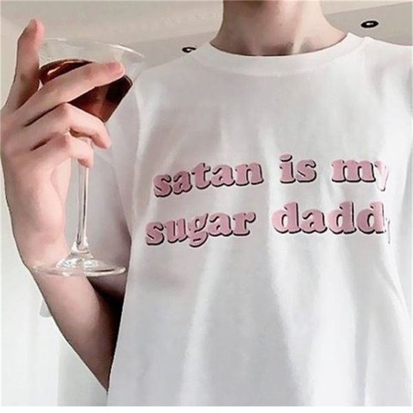 

satan is my sugar daddy tumblr girls shirt aesthetic clothing baby ops kawaii 210512, White