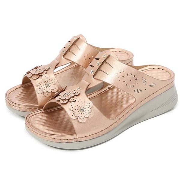 

slippers vrouwen slides zomer sandalen flowers-knoop shoes met dikke zolen platform vrouwelijke bloemen strand woman sandals q92, Black