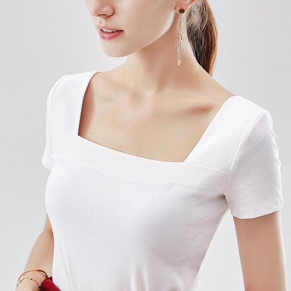 

women's t-shirt pure color ladies cotton casual fun one, White