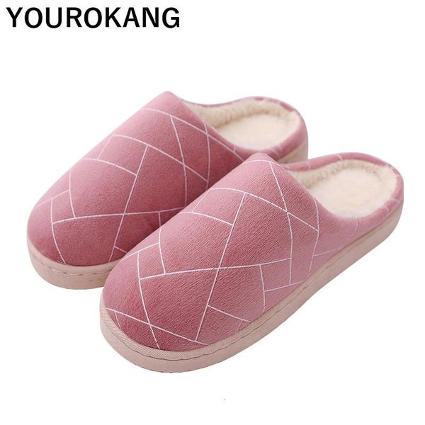 

slippers women shoes winter warm home female indoor bedroom floor plush couple footwear with fur non-slip, Black