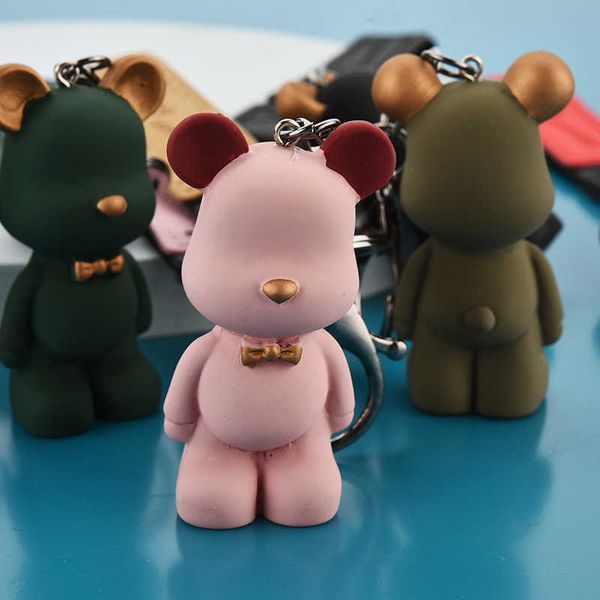 Anahtar Yüzük Yeni Karikatür Dövüş Köpek Sevimli Bear Anahtar Keychain Yaratıcı Çift Cep Kolye Araba Deri Keyasyon G230525