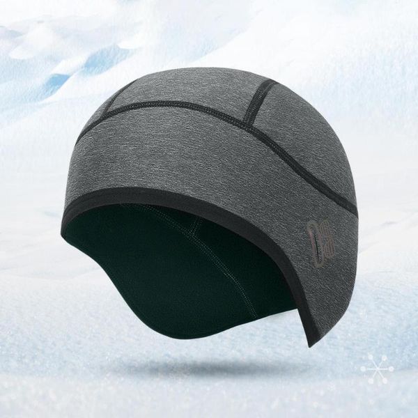 

cycling caps winter warm fleece hats helmet liner thermal bicycle cap skullcap beanie with ear covers for running skiing & masks, Black