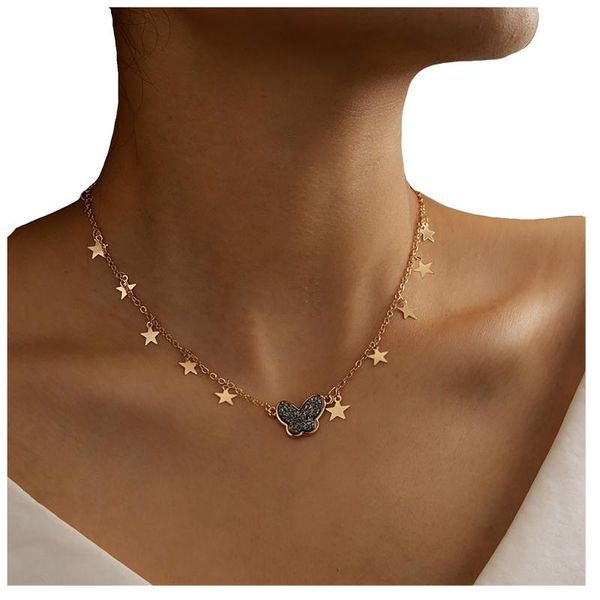 

chains butterfly pendant chokers necklace accessories party friend gift, Silver