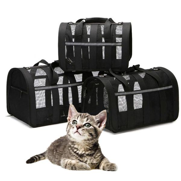 

cat carriers,crates & houses mesh breathable pet carrier for cats reflective puppy dog gatos carrying bag portable package supplies transpor