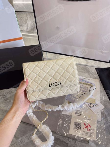 

female designer caviar shoulder bag messenger portable diamond chain fashion all-match size 19*12 with box