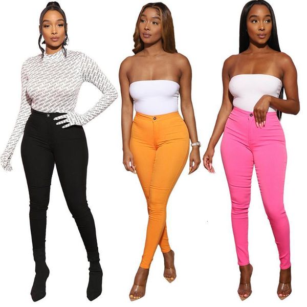 

Women's Pants & Capris style fashion pure color mid-waist pocket sexy package buttock small leg casual TFLO, Black;white