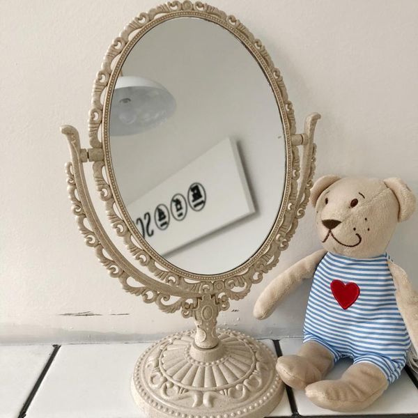 

mirrors w&g girl woman makeup mirror double-sided rotating table european retro round