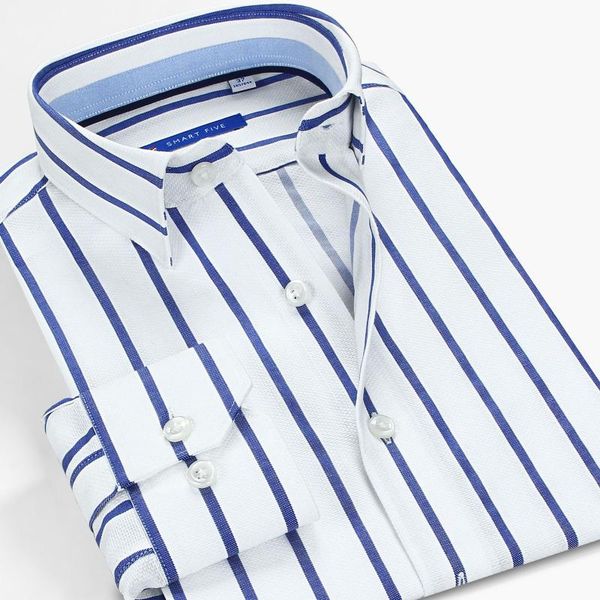 

smart five 100% cotton striped men shirt 2021 spring summer clothing long sleeve camisa masculina slim fit men's casual shirts, White;black