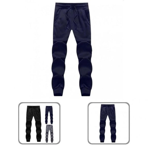 

men's pants casual terrific energetic winetr trousers thicken men sweatpants solid color for outdoor, Black
