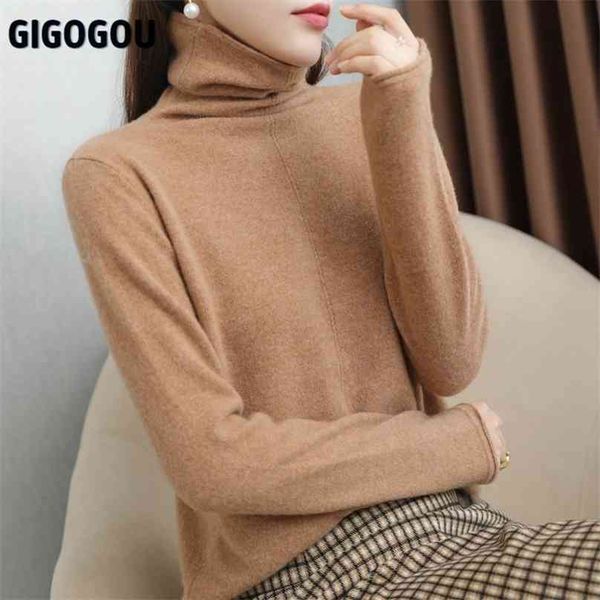 

gigogou pile collar wool women's turtleneck sweaters korean fashion long sleeve pullovers soft female jumper ladies sweaters 210918, White;black