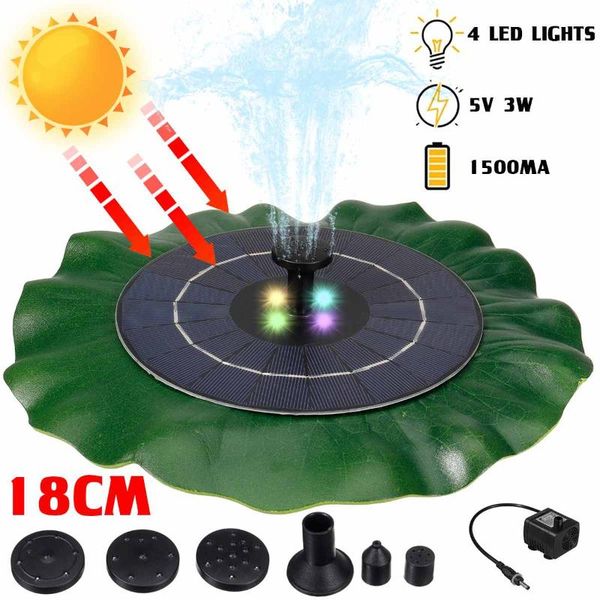 

floating solar fountain panel 4 led powered water pump pond bird bath garden patio lawn decoration with nozzles decorations