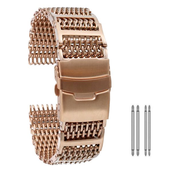 20mm 22mm 24mm Breite Uhrenarmband Edelstahlbänder Gold/Roségold/Blau Ersatzarmband Federstege Uhrenzubehör H0915