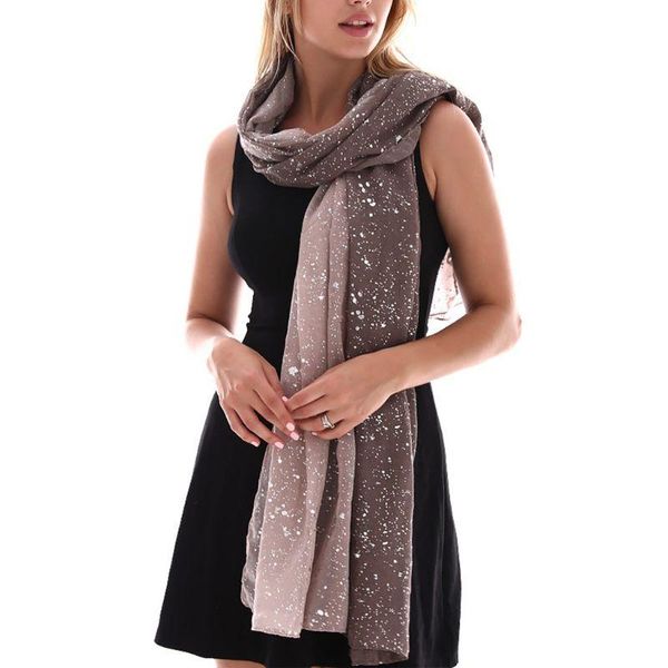 

scarves 2021 womens cotton linen gradient scarf silver foil sequins bandana shawl headscarf, Blue;gray