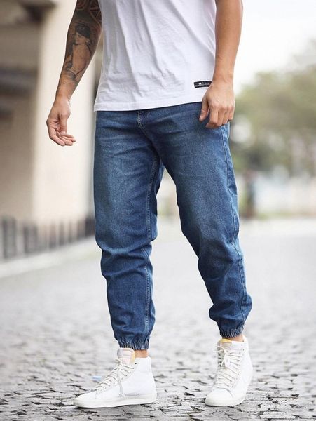

men washed jogger jeans 70pw#, Blue
