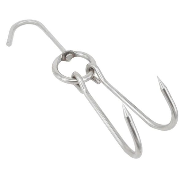 

hooks & rails 6pcs stainless steel double drying roast duck hook bacon hanger grill hanging rack (3.5cm diameter 24.5cm length)