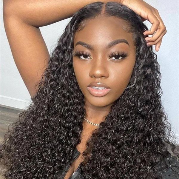

lace wigs transparent deep wave wig frontal wet and wavy curly human hair t part remy brazilian, Black;brown