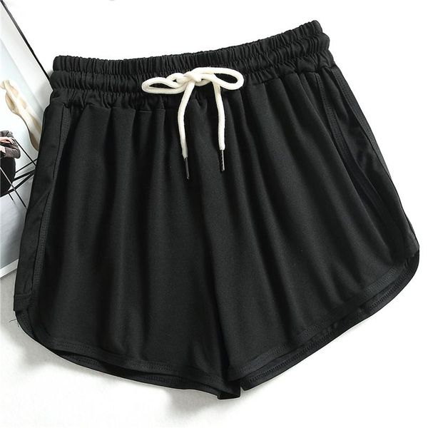 

women's shorts summer casual jogging solid color run female fashion streetwear drawstring elastic waist short women, White;black