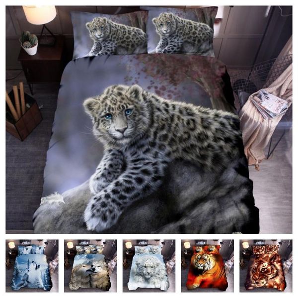 

bedding sets 2021 style 2 or 3pcs 3d animals printing soft duvet cover 1 quilt + 1/2 pillowcases single twin full  king