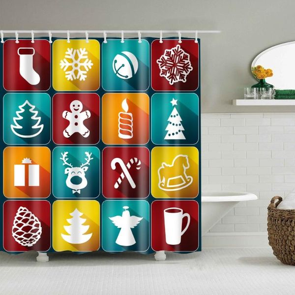 

shower curtains christmas decoration gifts curtain washable eco-friendly waterproof with plastic hook b1024