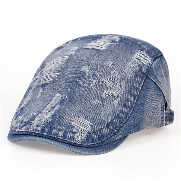 

Fashion Cowboy Hats For Men Retro Denim Newsboy Hat Unisex Casual Cotton Beret Cap Hip Hop Flat Casquette, Blue;gray