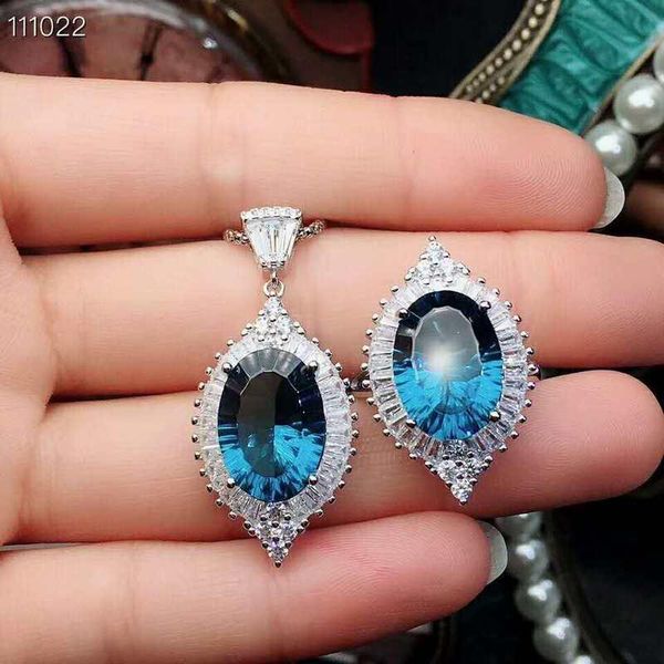 

bracelet, earrings & necklace fidelity natural 10*14mm blue z s925 sterling silver fashion fine jewelry sets for women gemstone ring pen, Black