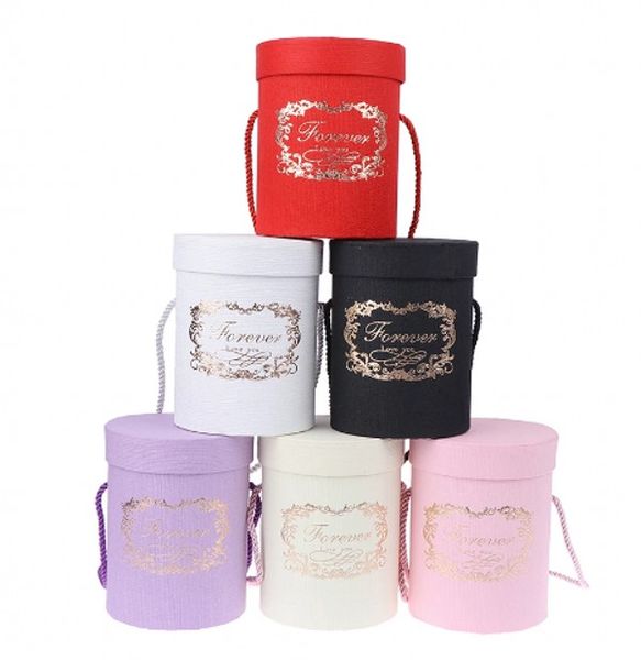 Caixa de flor de embalagem Floral Chapéu Redondo Caixas De Papel Armazenamento Hug Bucket com Balde de Tampa Com Tampa Do Casamento Doces Presentes Caixa