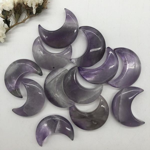 

natural amethyst purple quartz crystal stone love moon shaped hme decoration healing crystals decorative objects & figurines