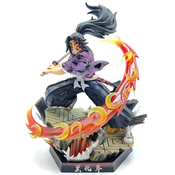 

anime demon slayer: kimetsu no yaiba figure 28cm gk kokushibou tsugikuni michikatsu pvc action figure toy collectible model doll aa220311