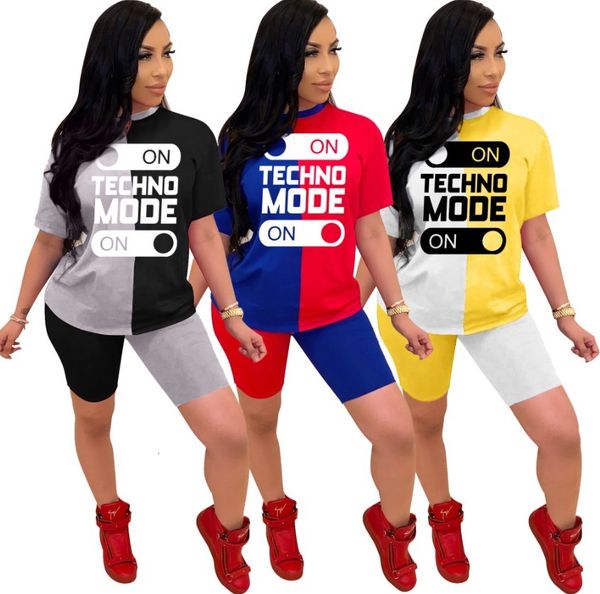 

women's two piece pants designer women clothes sets summer tracksuits fitness short sleeve letter print o-neck +shorts suit set 2 pcs n, White