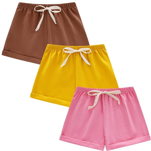 

three-piece summer shorts solid color casual pants boys and girls baby candy fashion fan children's clothing pastor, Black