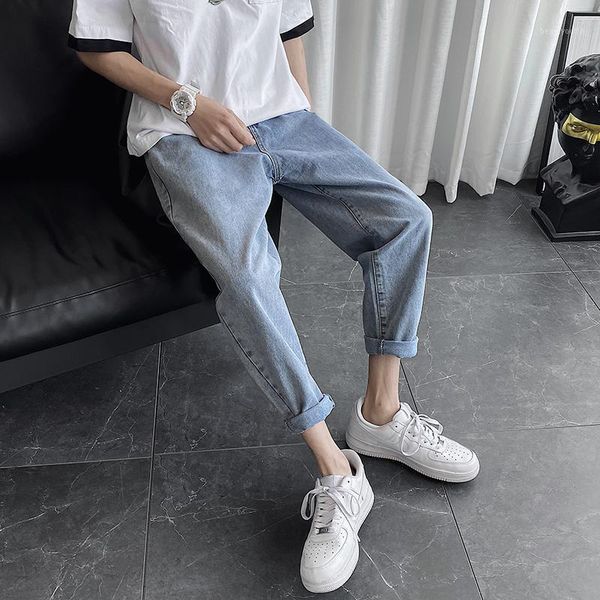 

men's jeans loose straight korean version of the trend casual nine-point pants tide brand wild handsome trousers, Blue