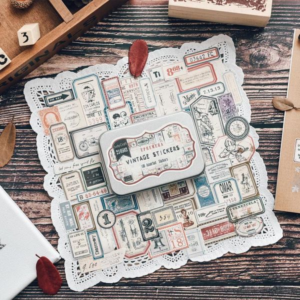 

gift wrap 100pcs vintage boxed tag label stickers tn diy scrapbooking material handmade sticker happy planner craft decorative