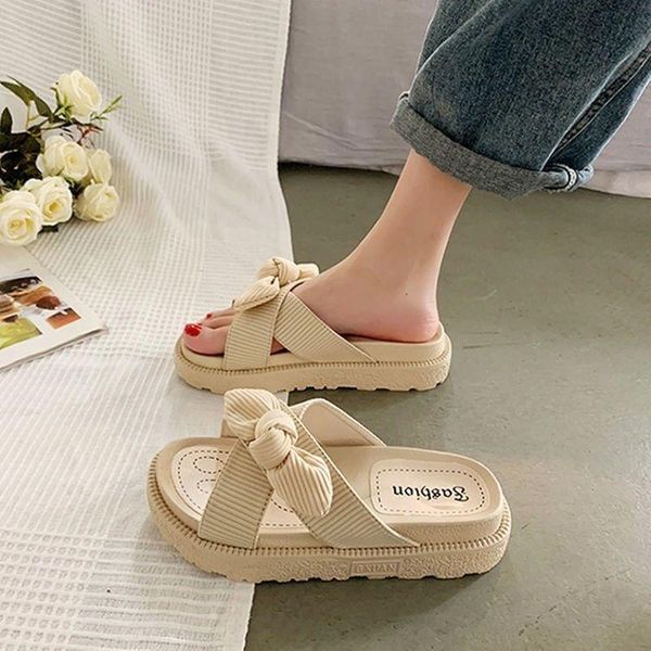 

slippers shoes women women's sandal summer soled sandalias mujer, Black