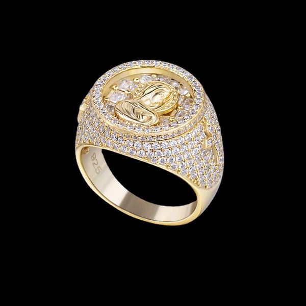 

cluster rings 2021 hip hop fashion silver 925 man ring electroplating personalized setting zircon men jewelry, Golden;silver