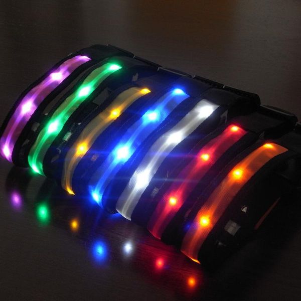 

dog collars & leashes nylon pet led collar light night safety anti-lost flashing glow supplies 7 colors s ~ xl size for small dogs cat