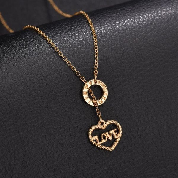 

pendant necklaces women gold love heart trendy korean necklace though circle design for handmade wedding female jewelry, Silver