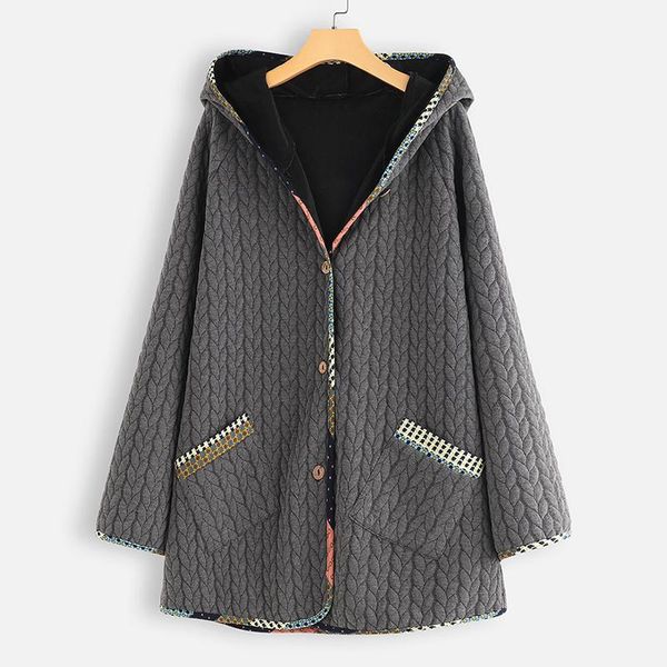 

women's jackets womens warm casual loose hooded ladies long sleeve pocket large size coat jacket winter woman button 2021, Black;brown