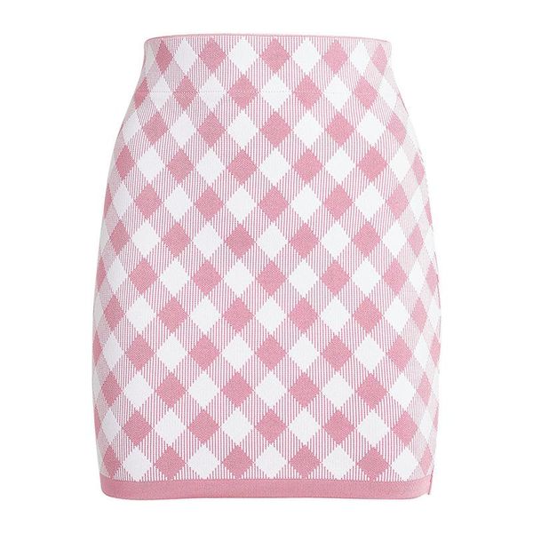 

skirts lady's rhomboid knitted high waist skirt in spring and summer 2021, Black