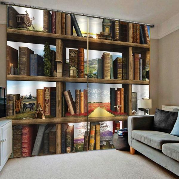 

curtain & drapes bookself curtains brown 3d luxury blackout window living room