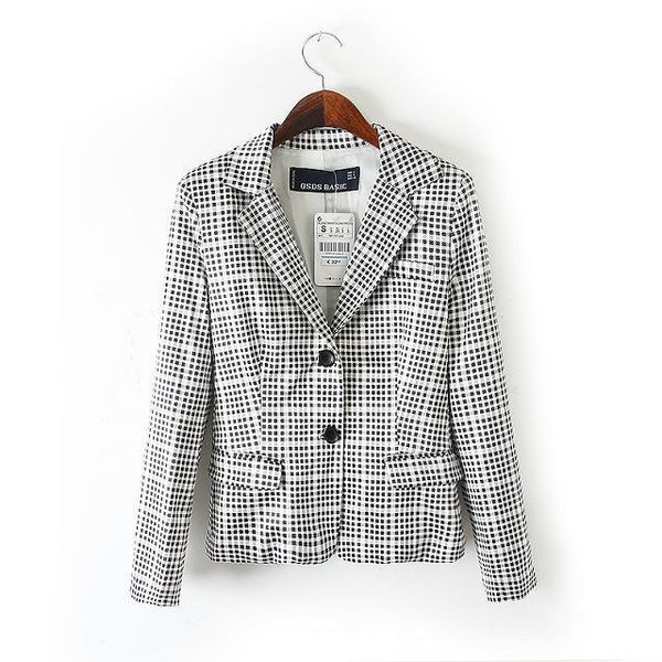 

women's suits & blazers asds elegant autumn v-neck slim plaid blazer jacket long sleeved checked ol woman casual buckles small suit, White;black