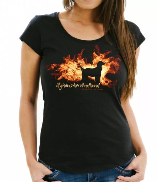 

ladies t-shirt fighter fire and flame by siviwonder dog motif, White;black