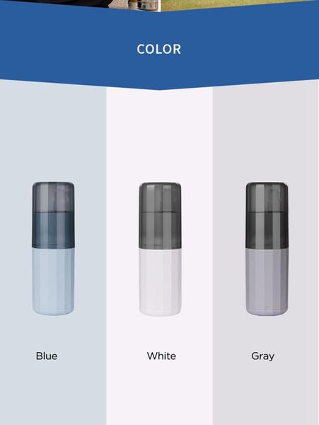 

toothbrush holders storage box, portable multifunctional case sub bottle tooth cup for home travel, blue/white/gray