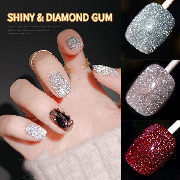 

nail gel diamond polish manicure nails semi permanent coat uv led varnish soak off art shiny glue, Red;pink
