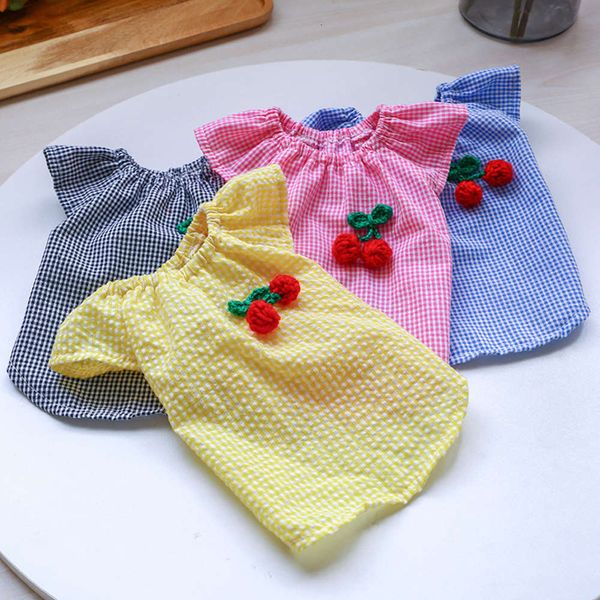 

the dog clothes pet dog cat clothing teddy bear spring and summer thin cool lattice