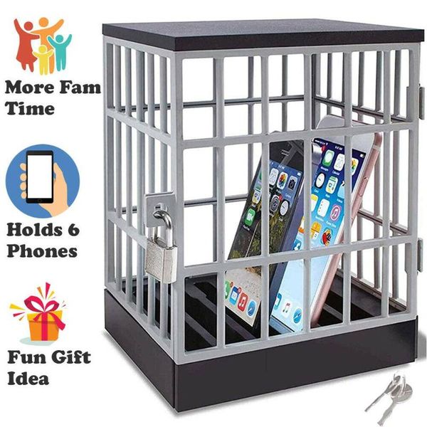 

mobile phone jail cell prison lock up safe smartphone home table office gadget quality storage box locking cage party mounts & holders