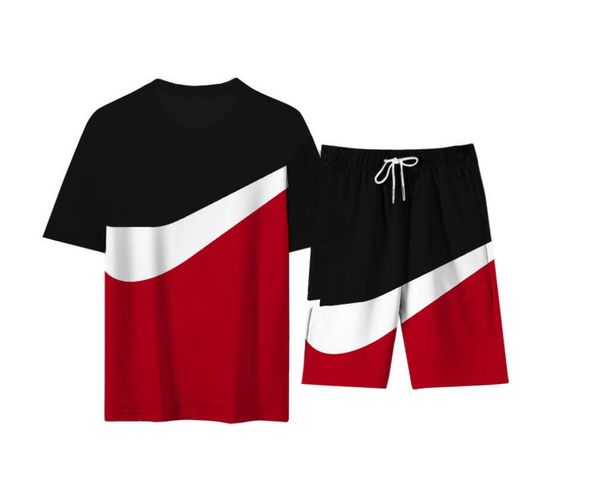 

2022 t-shirt shorts suit men's tracksuits summer european and american style fashion casual thin two-piece large size, Gray