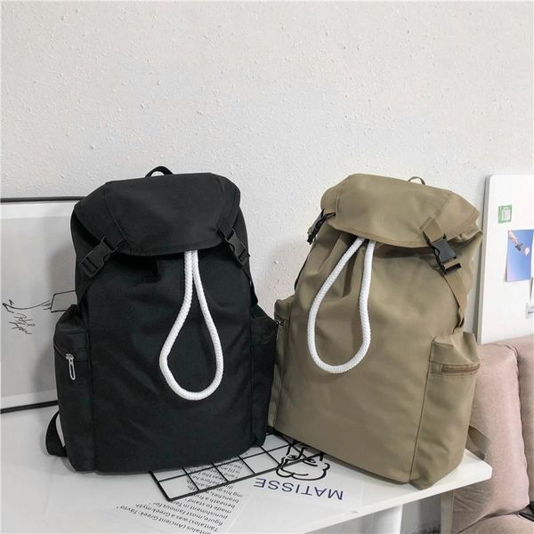 

backpack style 2021 japanese fashion women's solid color schoolbag for girls large capacity lightweight travel