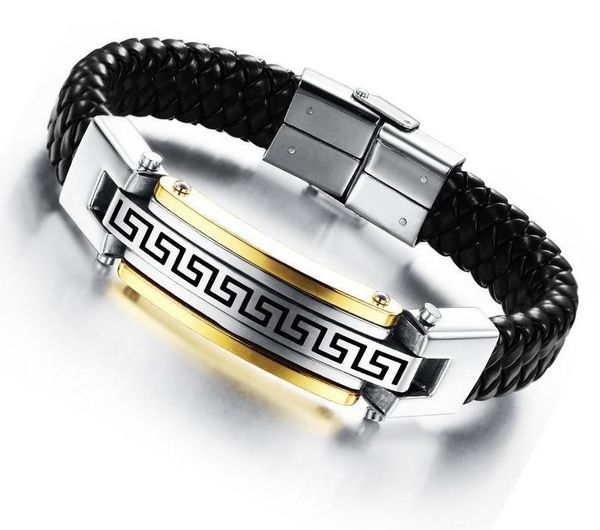 

great wall brand bracelet for men gift fashion men's link, chain, Black